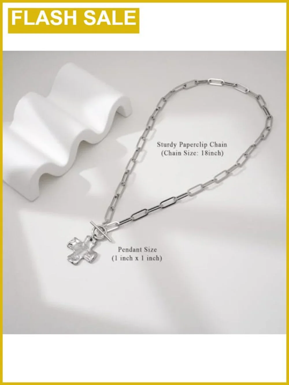 Chunky Cross Necklace 14K Gold Plated Herringbone Snake Chain Layering Set
